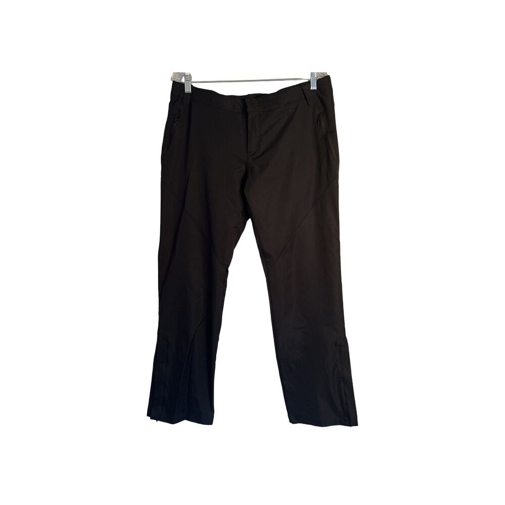 Nike Pants Womens Size L Black Zip Pockets Zip Away Hem Mid Rise Sports Comfort